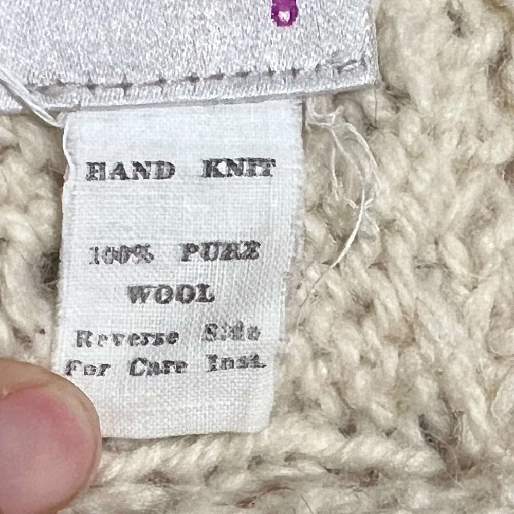 Heather Hill Mens Ivory Hand Chunky Cable Knit Wool Buttons Cardigan Sweater